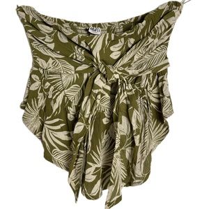 Bila Green and White Leaf Print Crop Top